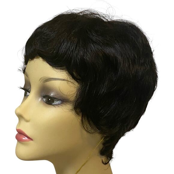 Vivica Fox HH-Carita Pure Stretch Cap Human Hair Wig 1B Off Black NWT  - A866W - Picture 8 of 15